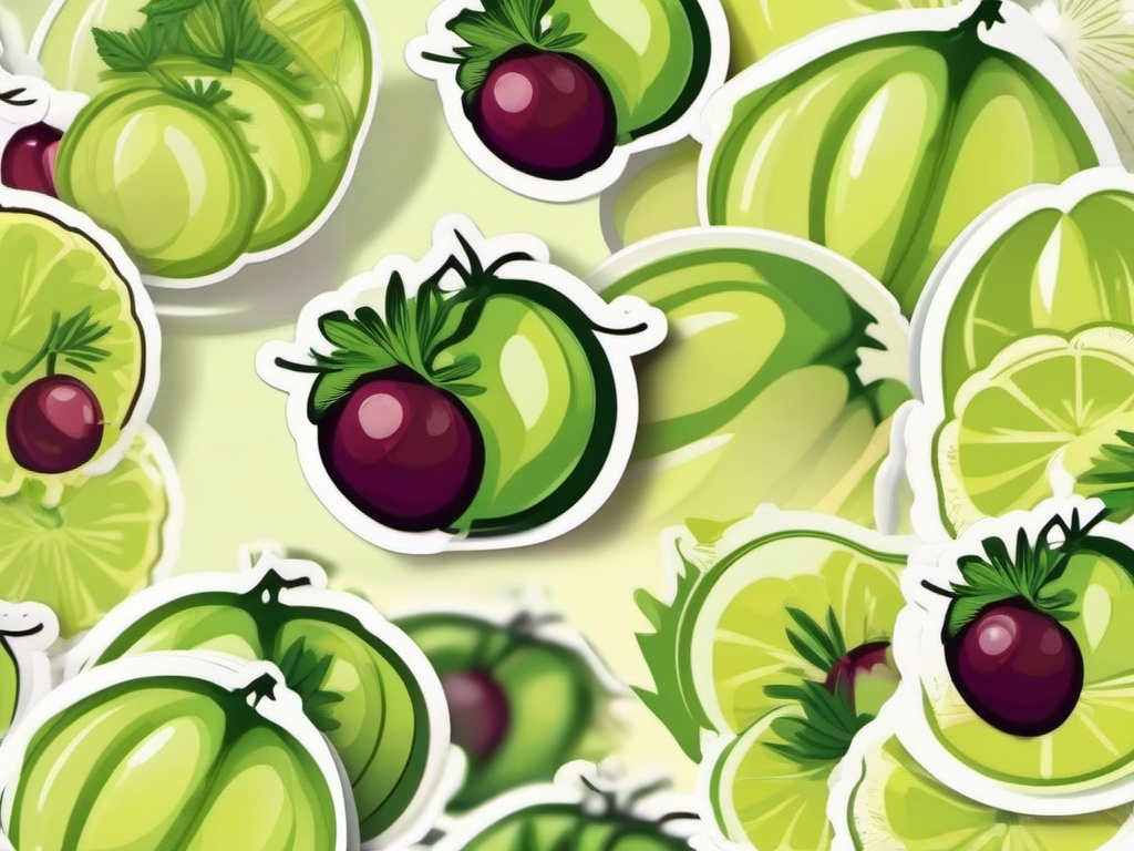 Gooseberry Fruit Sticker - Tart and delightful, a gooseberry fruit-colored burst, , sticker vector art, minimalist design