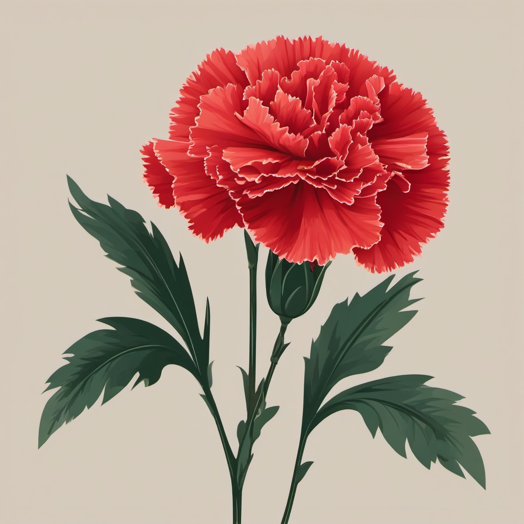 Carnation Clip Art - A classic red carnation with fringed edges,  color vector clipart, minimal style