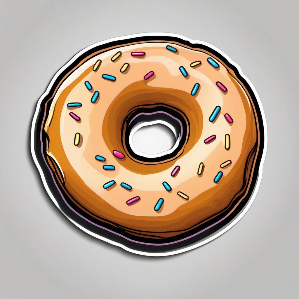 Doughnut Sticker - Glazed doughnut for a sweet treat, ,vector color sticker art,minimal