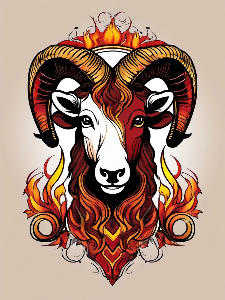 aries fire tattoo  simple vector color tattoo