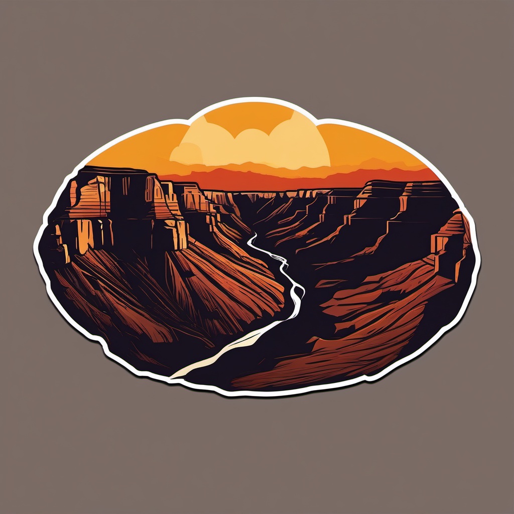 Grand Canyon sticker- Massive canyon carved by the Colorado River, , sticker vector art, minimalist design