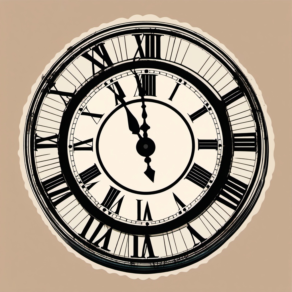 Clock Sticker - Vintage clock face, ,vector color sticker art,minimal