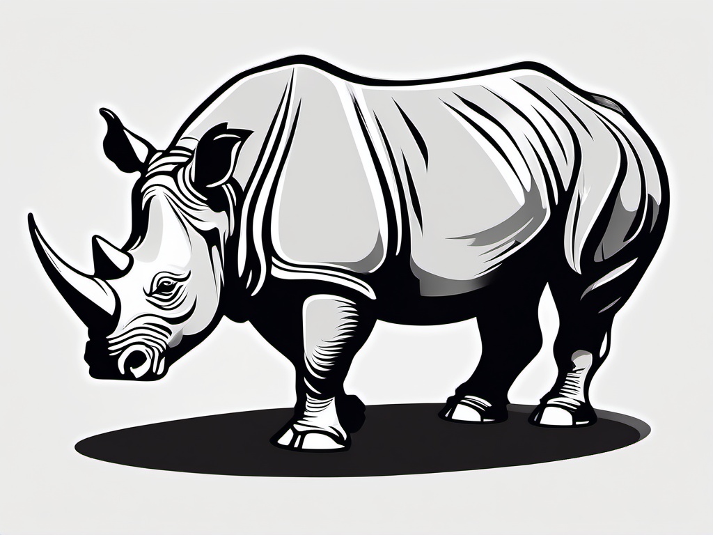 Rhinoceros clipart - Massive herbivore with a horned snout, ,vector color clipart,minimal