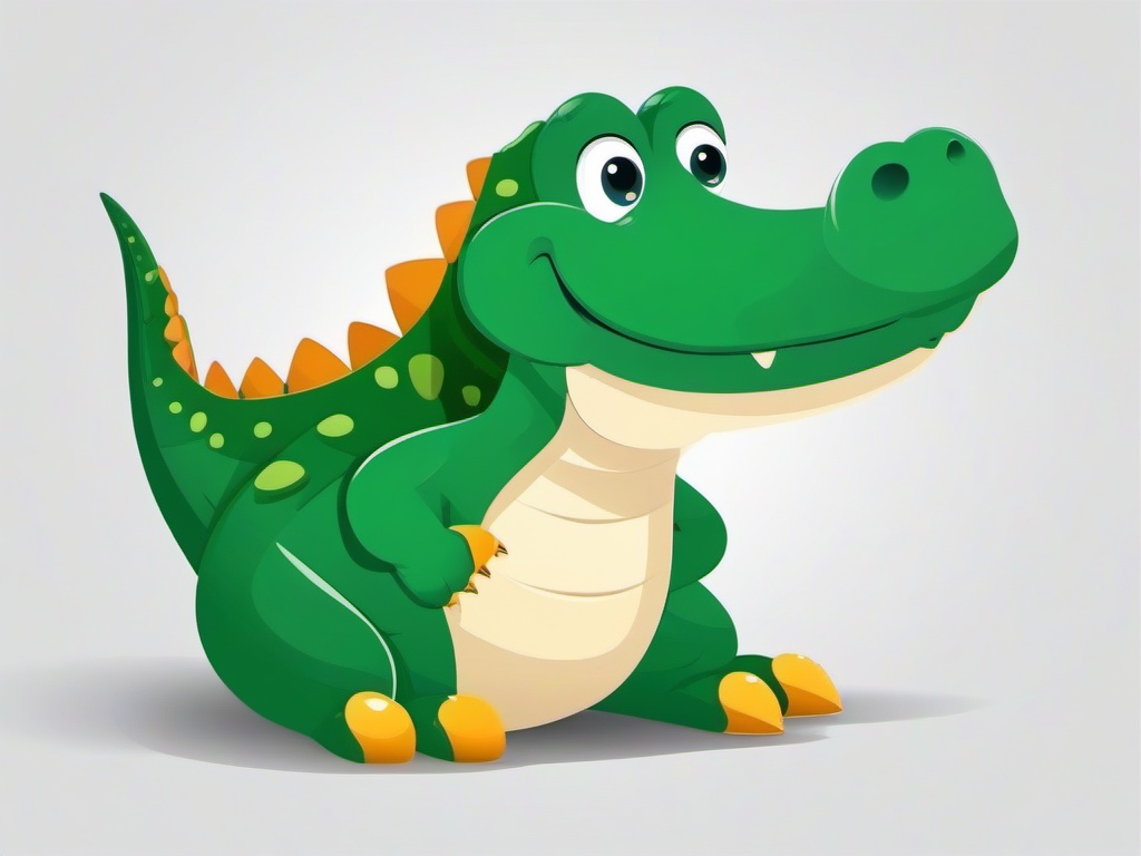 Alligator cartoon  minimal, white background