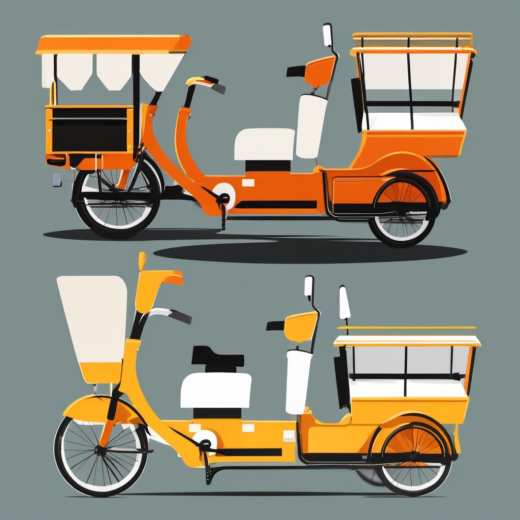 Pedicab Clipart - A pedicab used for short-distance transportation.  color vector clipart, minimal style