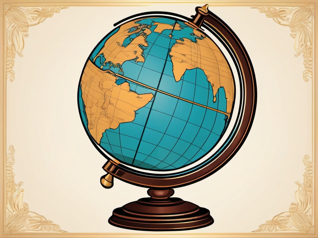 Classic Globe Clipart - A classic world globe with detailed cartography, representing global knowledge and exploration.  color clipart, minimalist, vector art, 