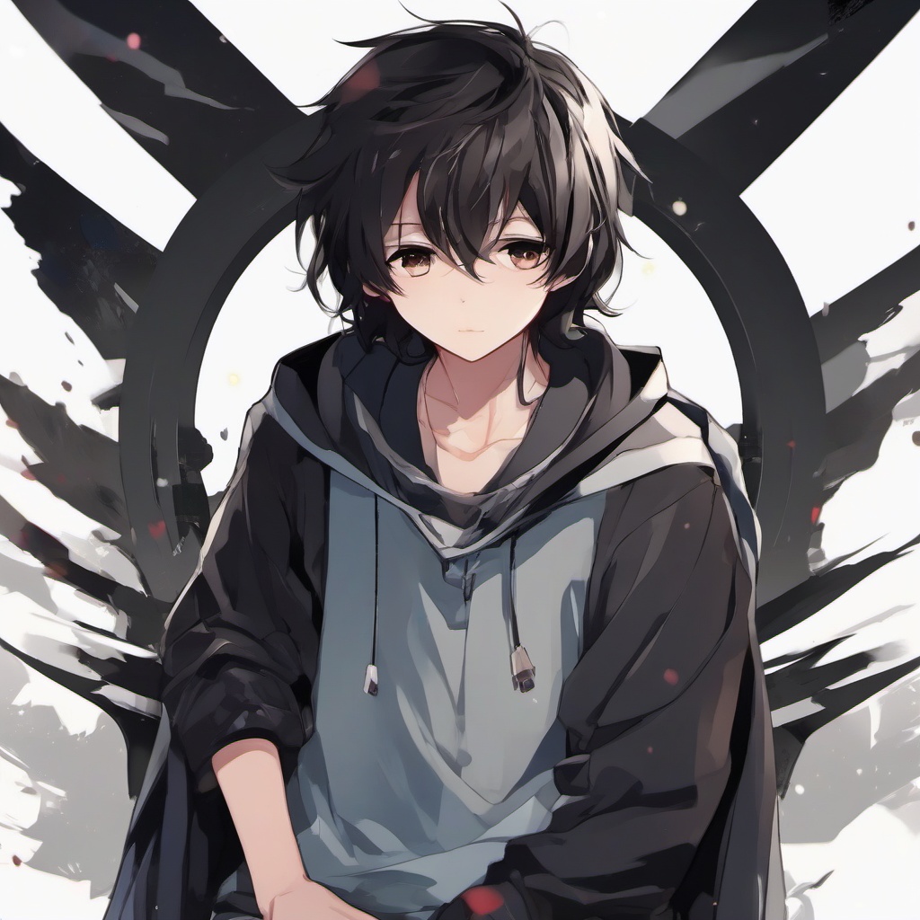 boy fac, dark hair,  front facing ,cute anime color style, pfp