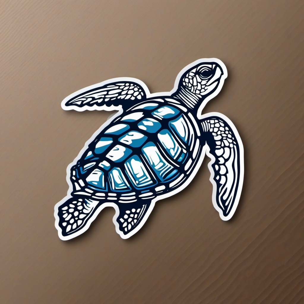 Sea Turtle Sticker - A serene sea turtle gliding through the ocean. ,vector color sticker art,minimal