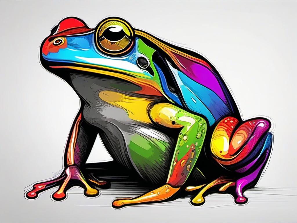 drawing of many-colored frog  minimal rough sketch scribbles,doodles,black and white