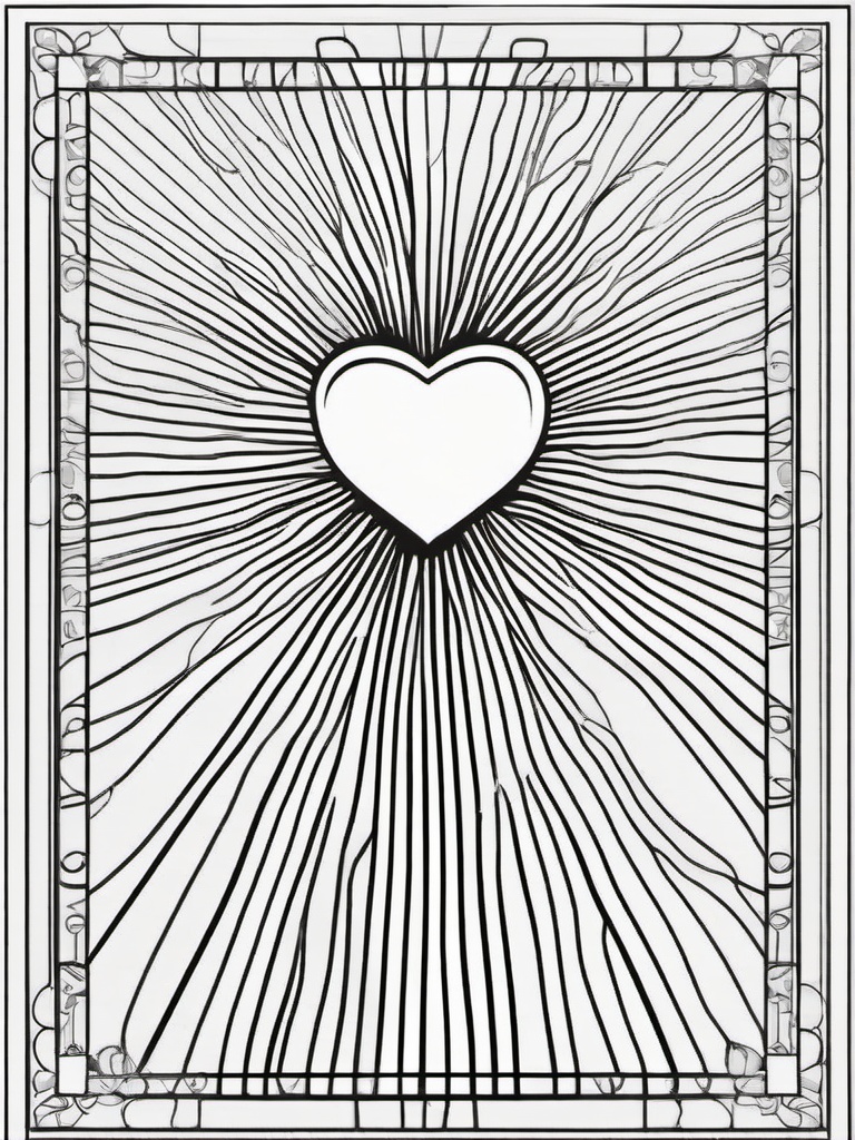 Heart with Sun Rays Coloring Pages - Radiant Hearts with Sunshine Bursting  minimal black outline printable sheet, coloring page