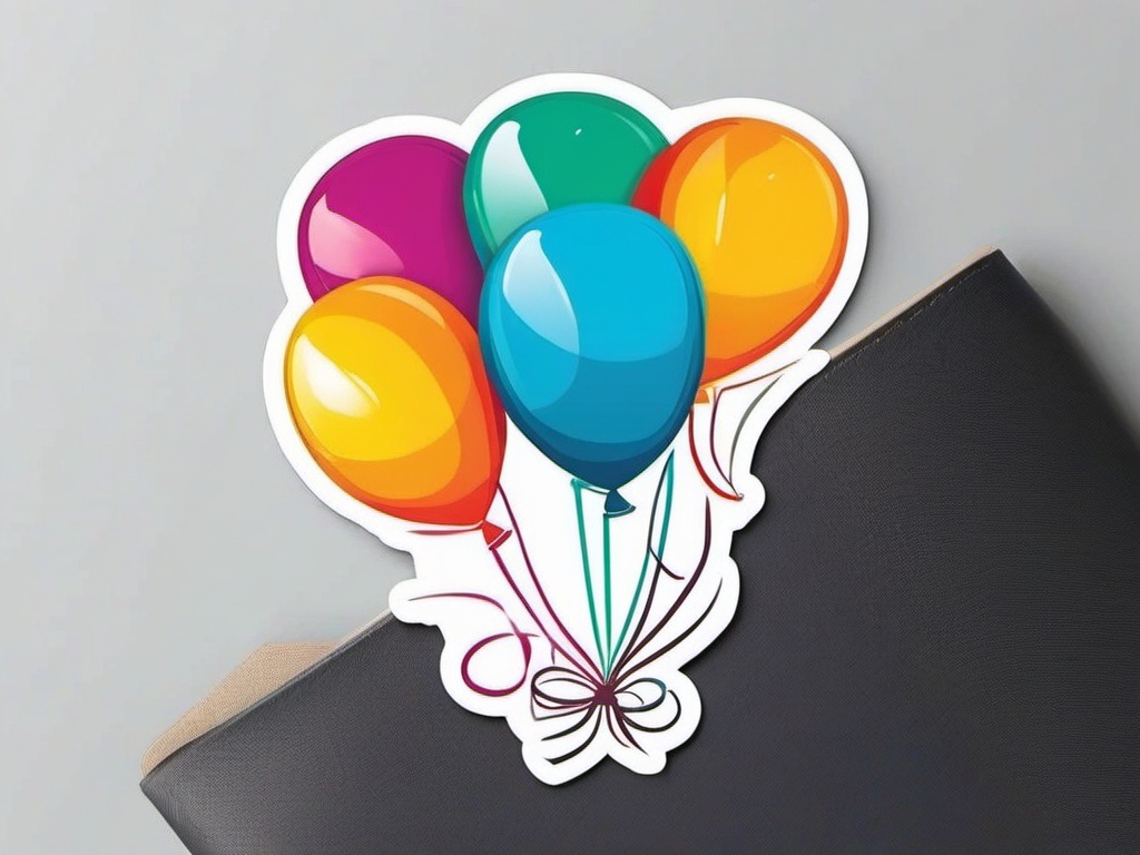 Balloon Bouquet Sticker - Bunch of festive balloons, ,vector color sticker art,minimal