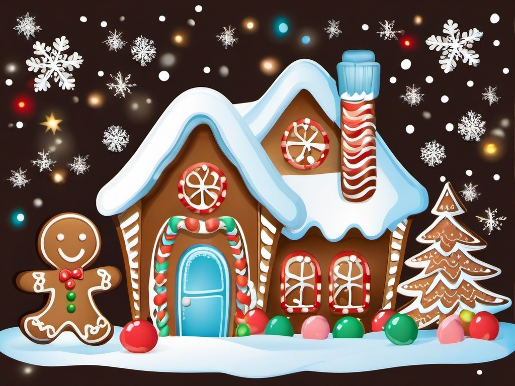 Gingerbread Man clipart - gingerbread man in a winter wonderland  