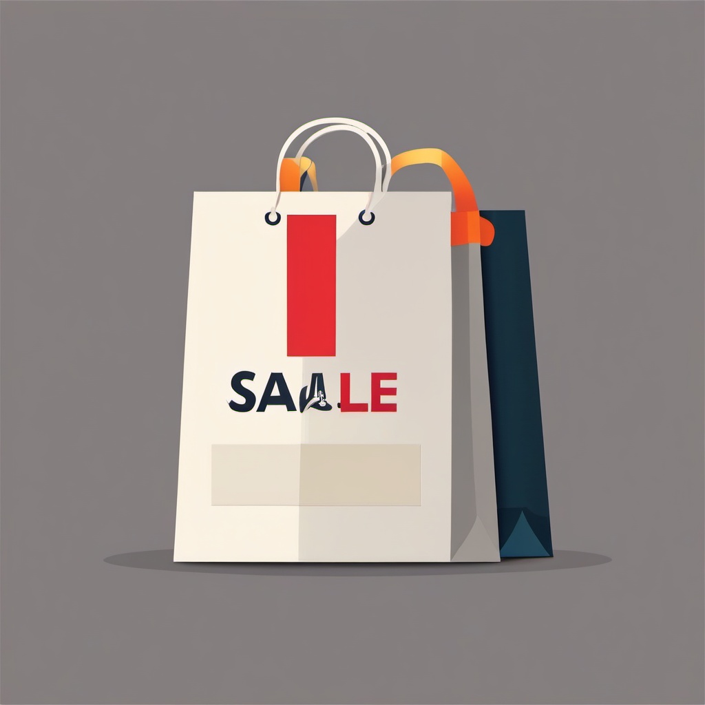 Shopping Bag and Sale Tag Icon - Shopping bag and sale tag icon for discounts,  color vector clipart, minimal style