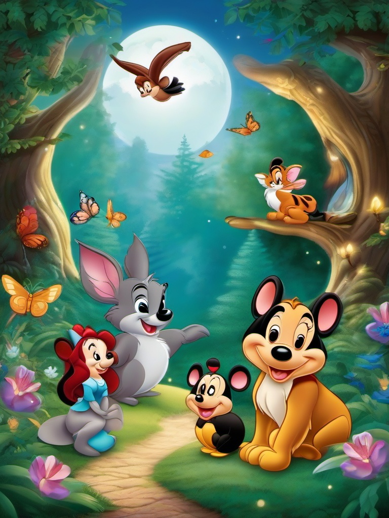 Disney clipart - Disney characters in an enchanted forest  