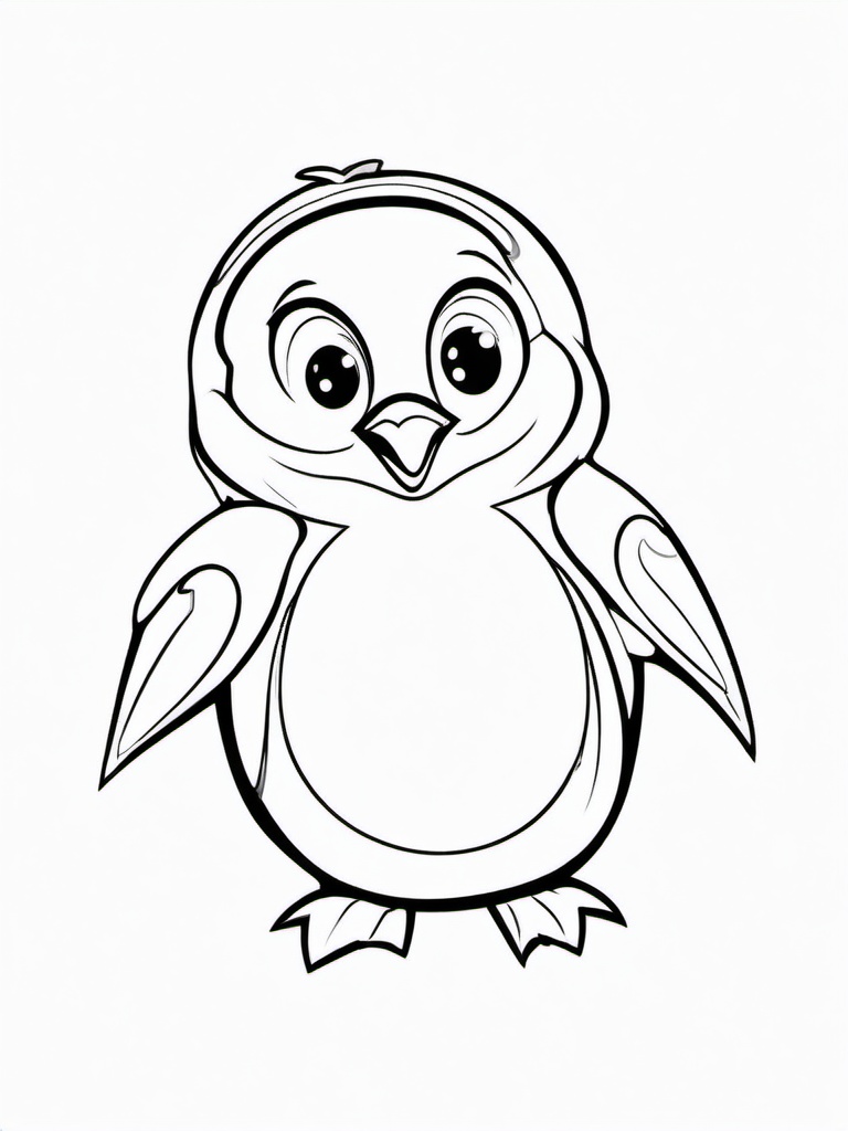 Penguin Coloring Pages - Penguin waving hello in a friendly greeting  simple coloring pages