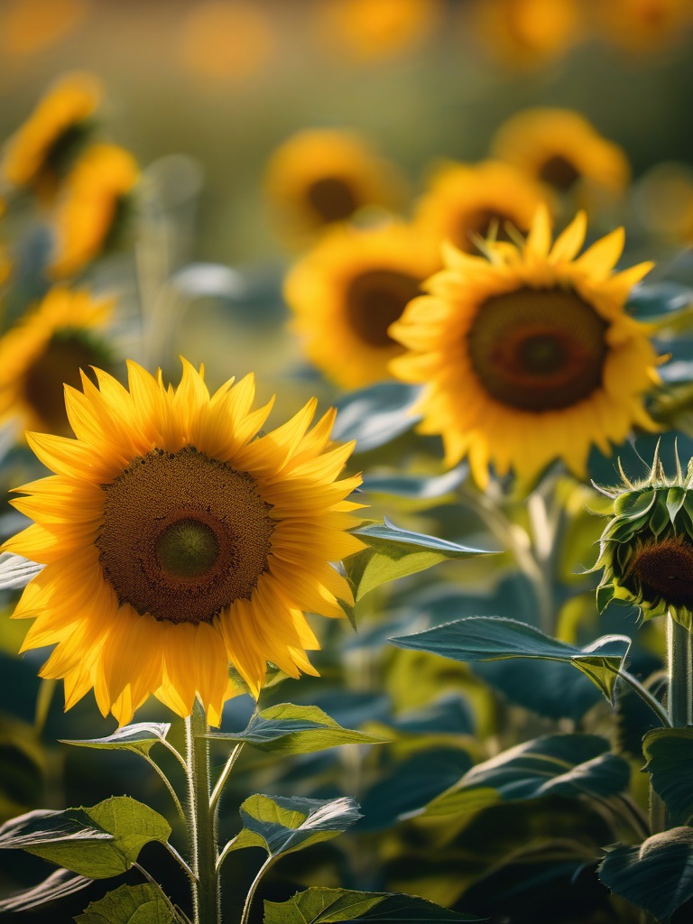 Sunflower Meadow Landscape - Transform your garden into a vibrant sunflower meadow. realistic, professional photography, bokeh, natural lighting, canon lens, shot on dslr 64 megapixels sharp focus