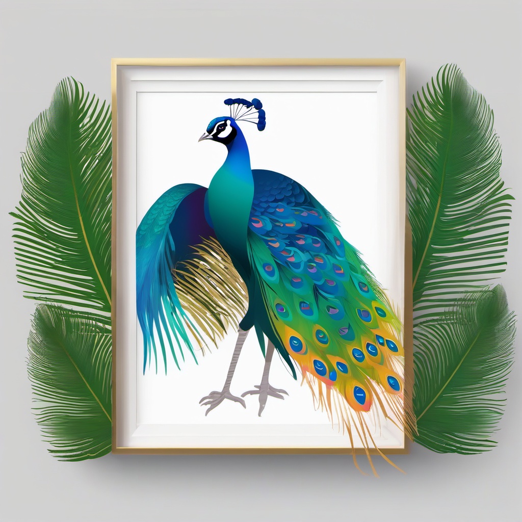 Peacock Clipart - Peacock displaying its vibrant feathers , minimal, 2d