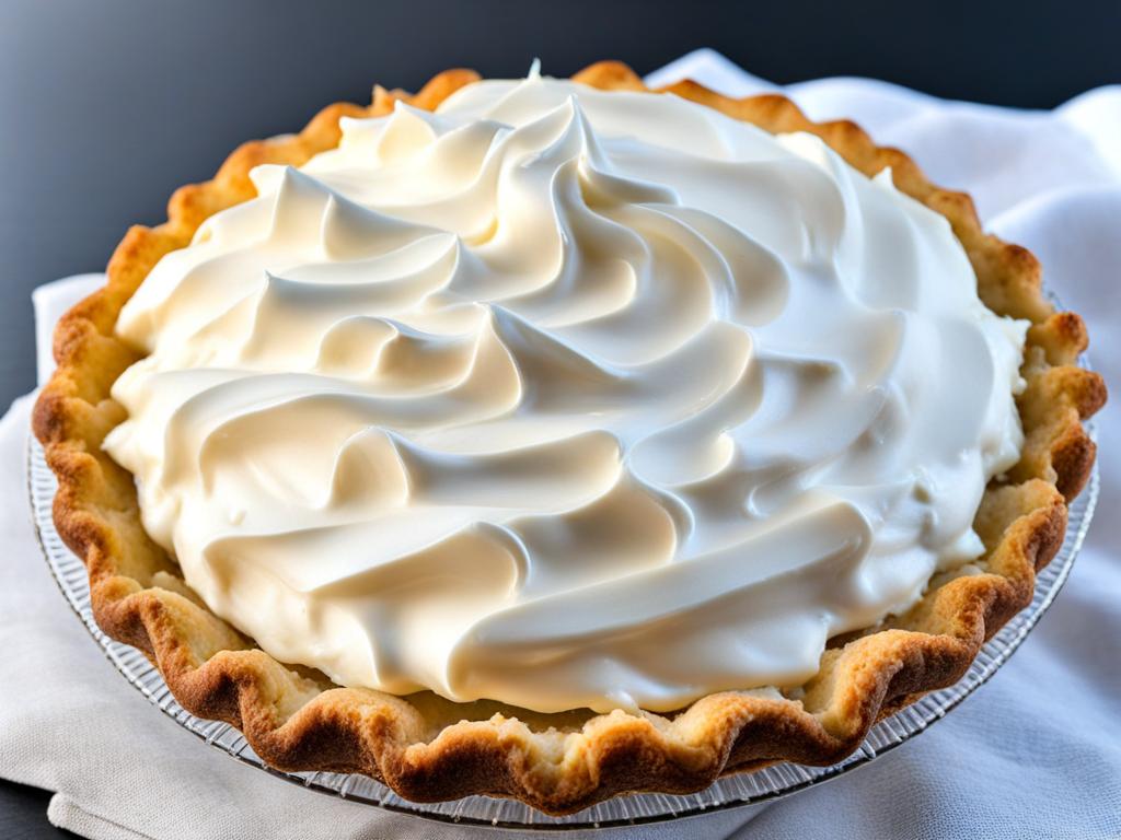 coconut cream pie with a creamy coconut filling and a flaky crust. 