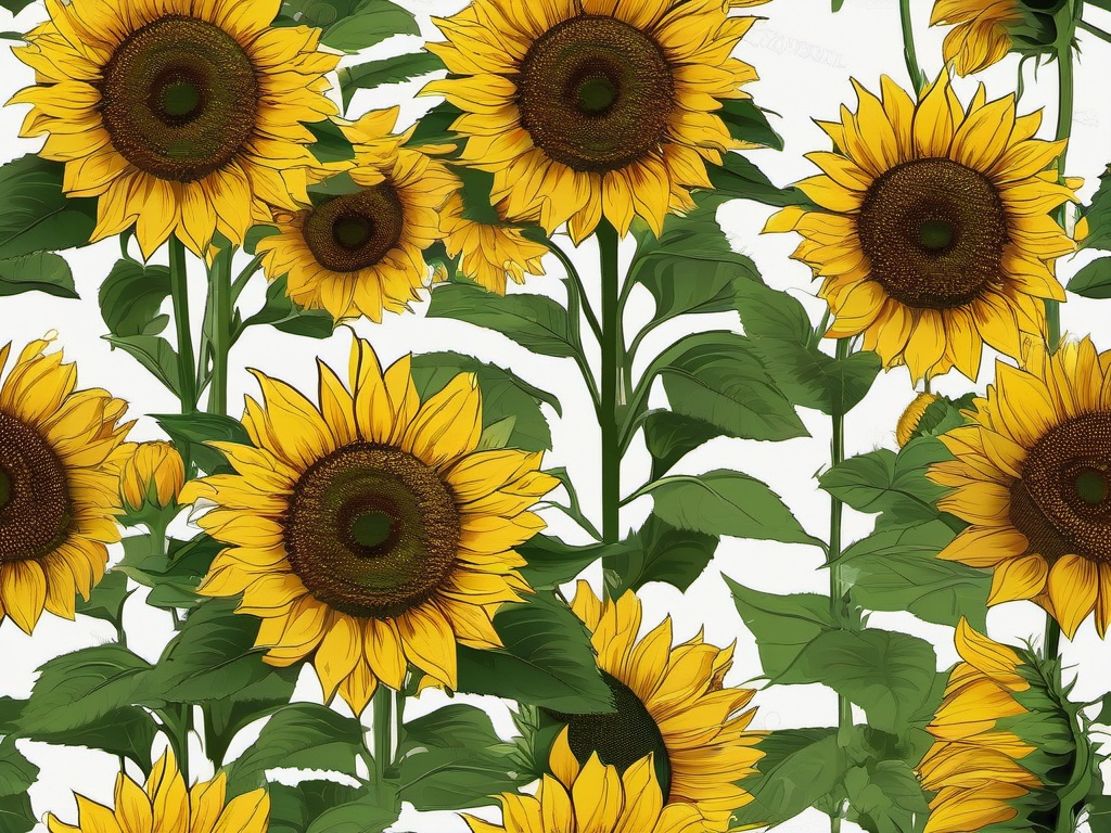 Plant clipart - sunflower blooming in a sunny field  color,minimalist,vector clipart