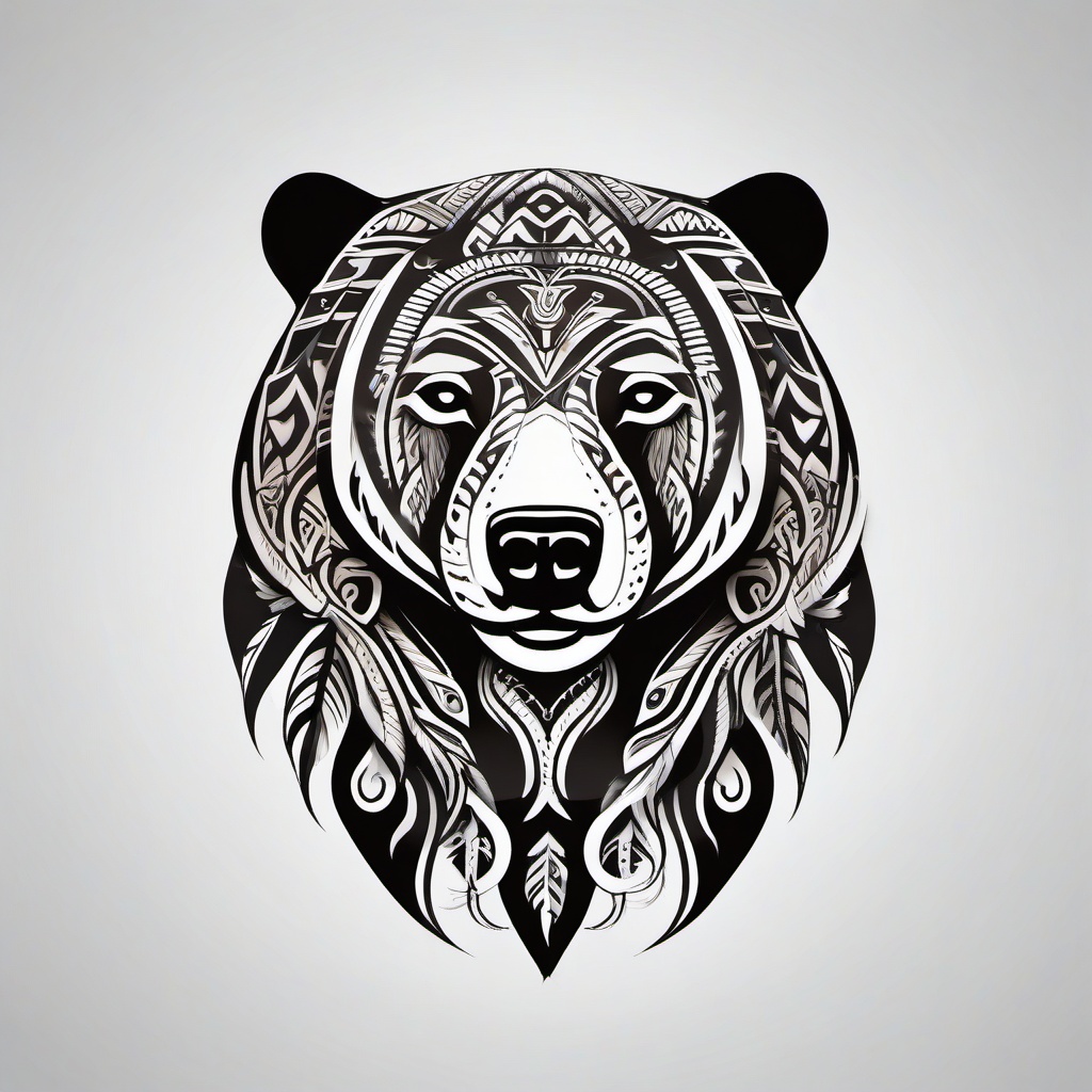 maori bear tattoo  simple color tattoo,minimalist,white background