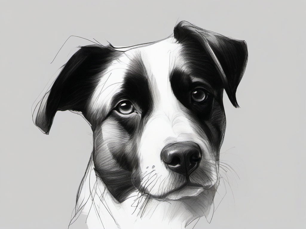 sketch drawing of a dog  minimal rough sketch scribbles,doodles,black and white