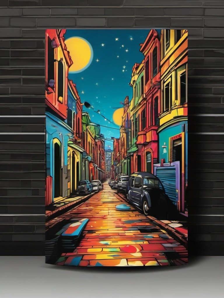 Street Art Alley sticker- Urban Mural Wonderland , color sticker vector art