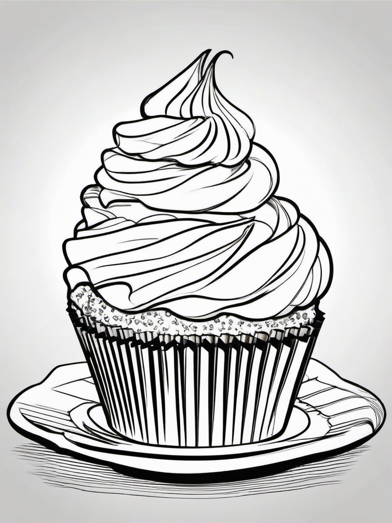 Cupcake Coloring Pages - Cupcake with caramel sauce drizzled over it  simple coloring pages