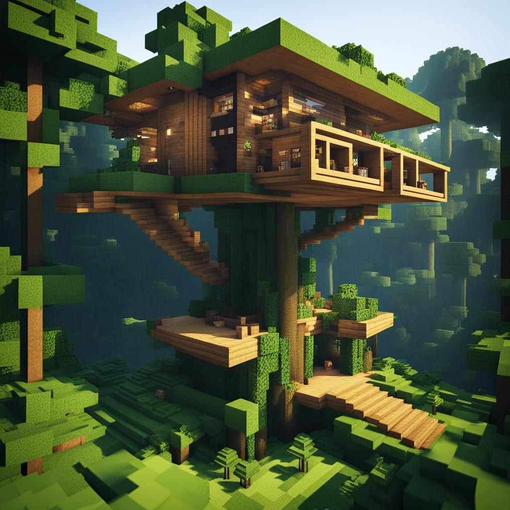 jungle treehouse hidden in the canopy - minecraft house design ideas minecraft block style