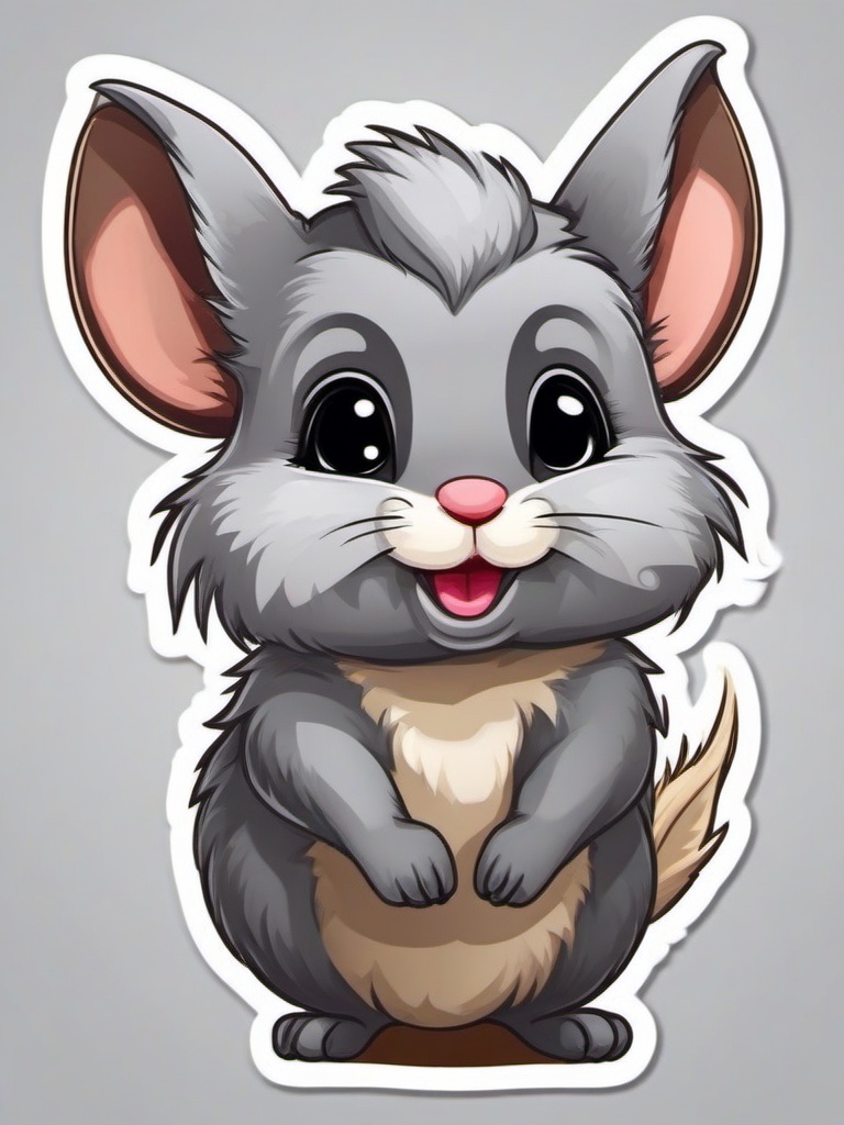 Chinchilla cartoon - fluffy rodent with soft fur  cartoon sticker style