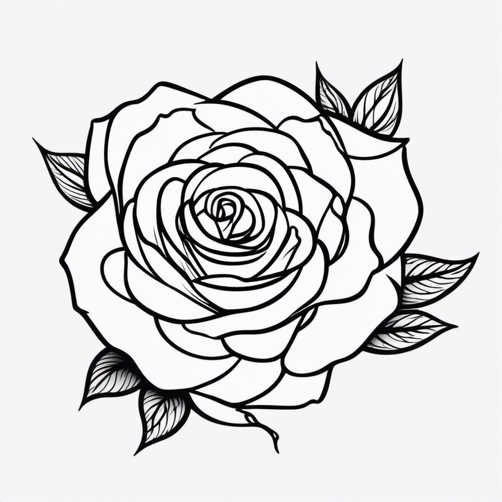 Rose tattoo outlines, Minimalist rose tattoos with simple outline designs. , color tattoo design, clean white background draw in minimalism style