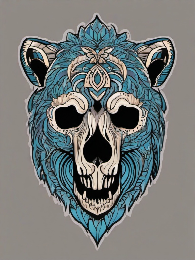 bear skull tattoo  simple vector color tattoo