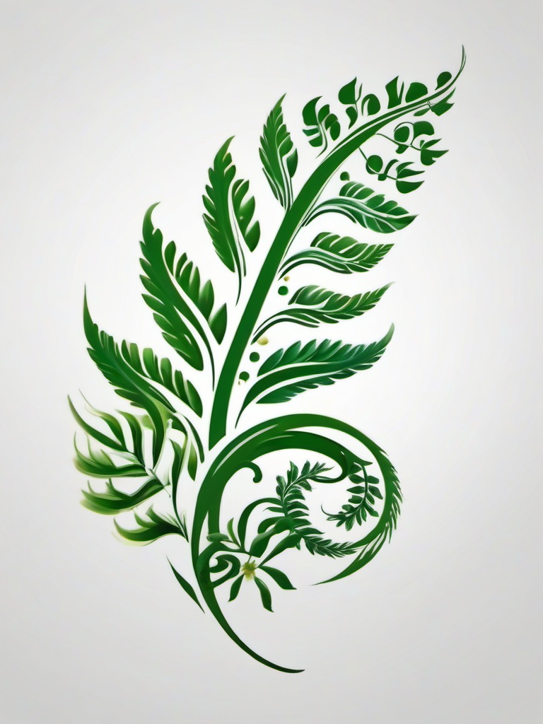 koru fern tattoo designs  simple color tattoo,minimalist,white background