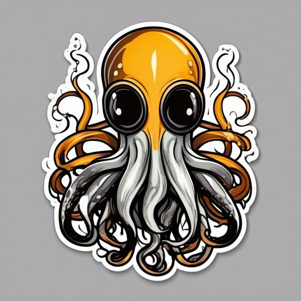 Squid cartoon - tentacled, ink-squirting creature  cartoon sticker style