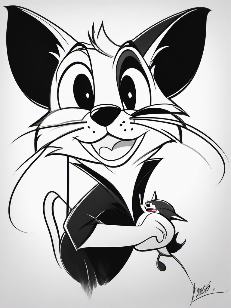 sketch of tom and jerry  minimal rough sketch scribbles,doodles,black and white