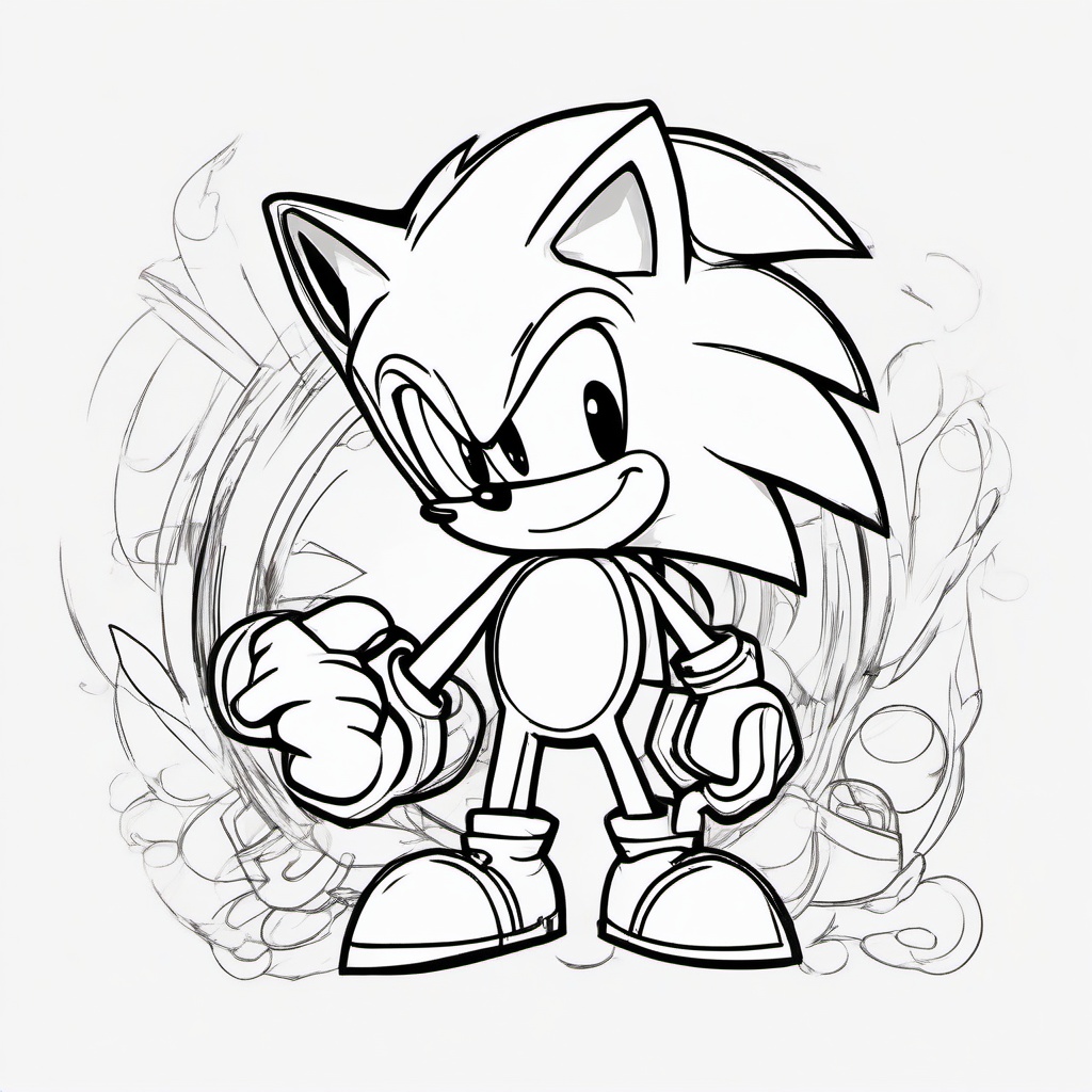 drawing of Sonic The Hedgehog with Tails and Knuckles  minimal rough sketch scribbles,doodles,black and white