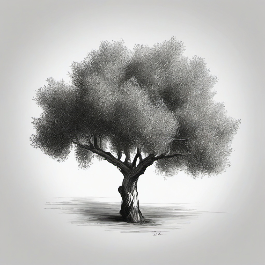 drawing of olive tree  minimal rough sketch scribbles,doodles,black and white