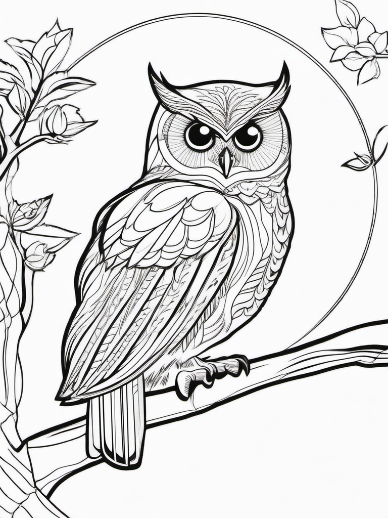 Owl Coloring Pages - Owl with a paintbrush creating art in the sky  simple coloring pages