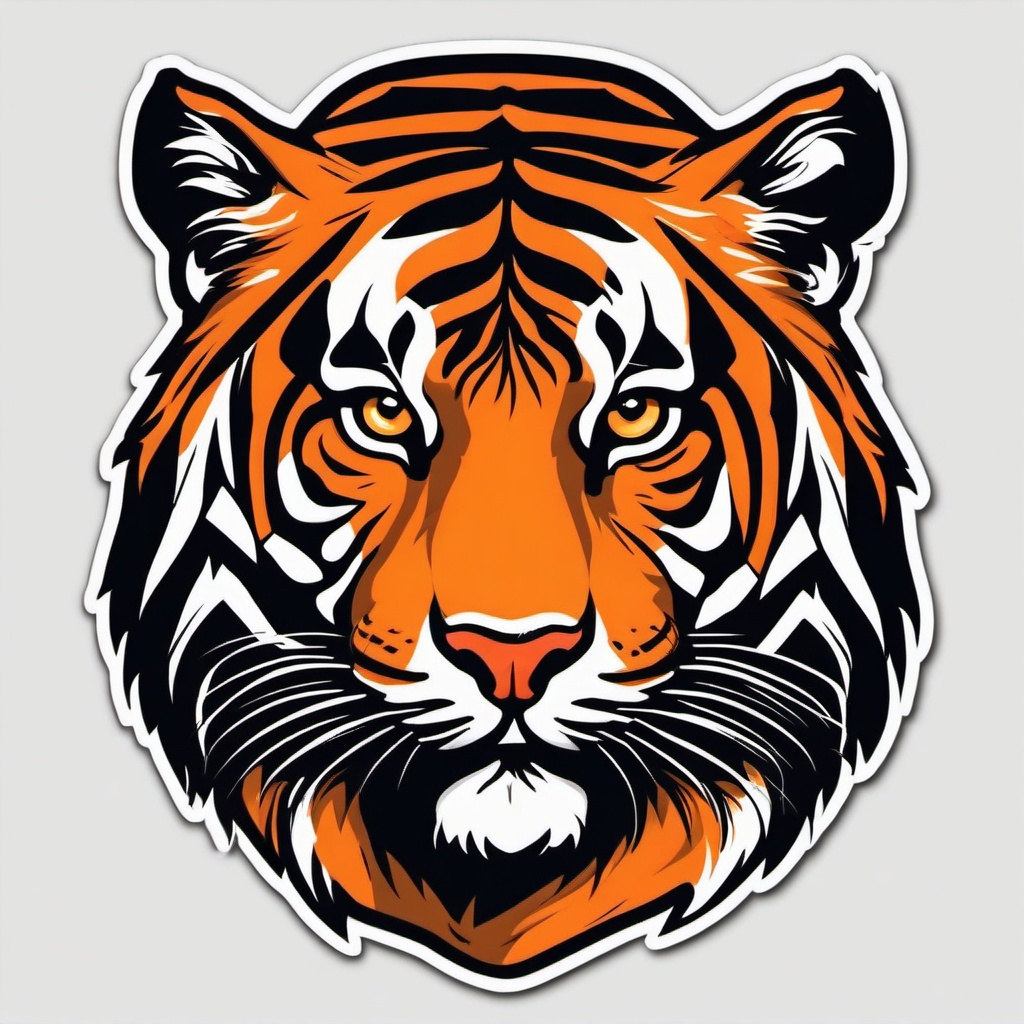 Tiger Sticker - A fierce tiger with vibrant orange and black stripes. ,vector color sticker art,minimal