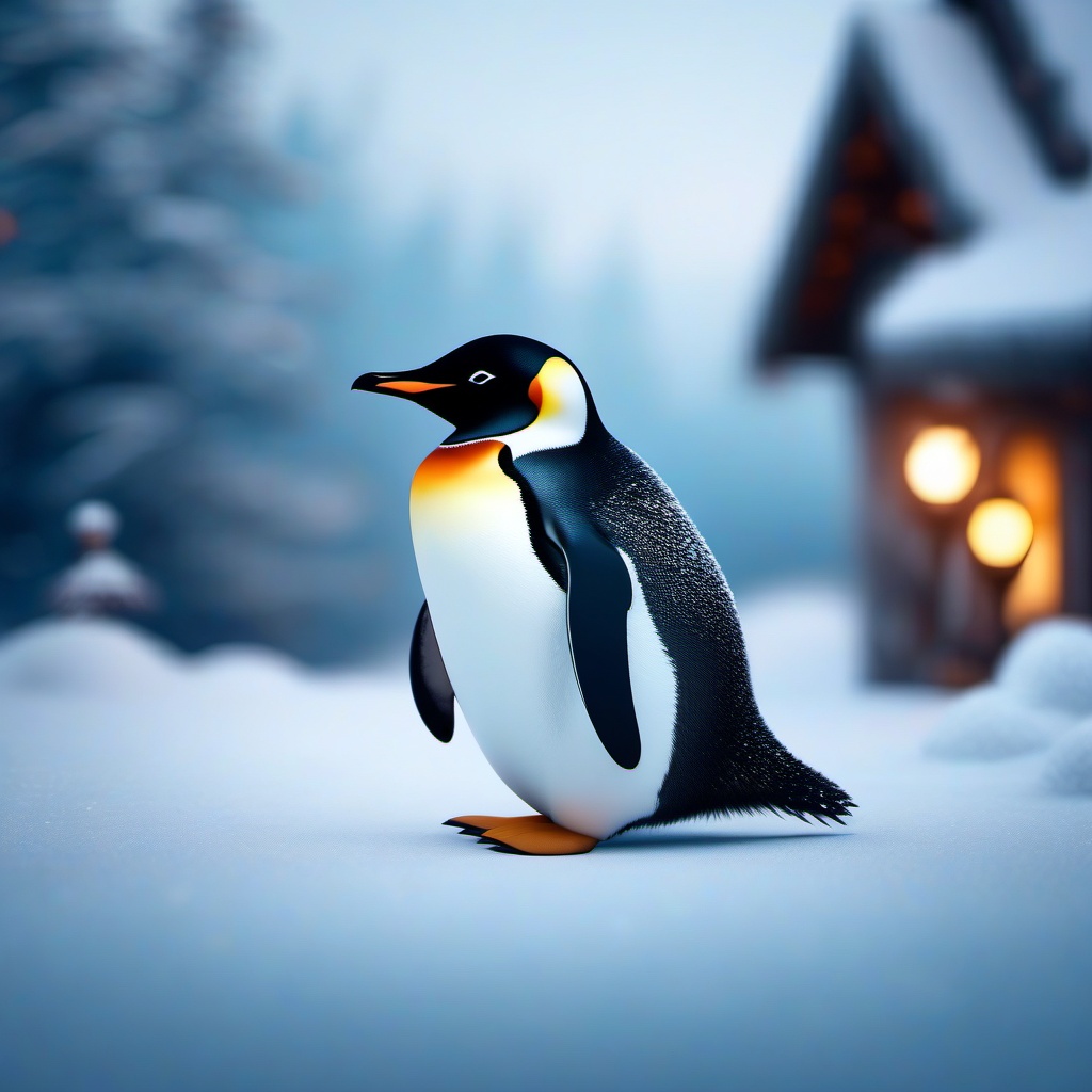 Cute Penguin Waddling in a Frosty Wonderland 8k, cinematic, vivid colors