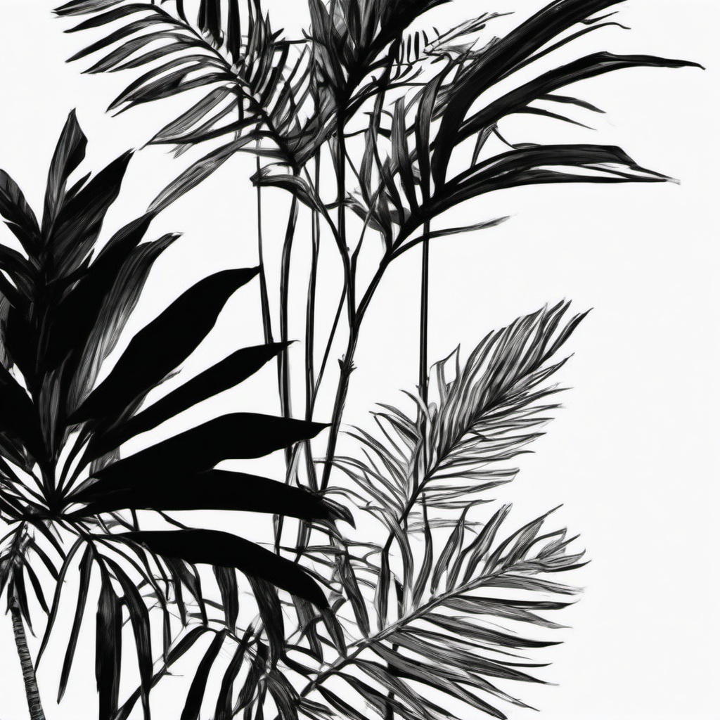 drawing of a tropical plant  minimal rough sketch scribbles,doodles,black and white