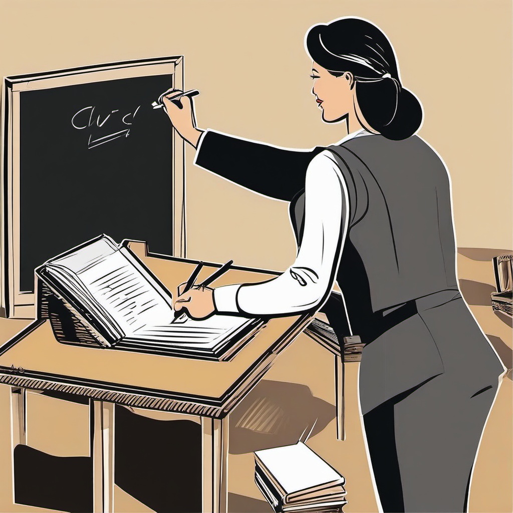 Teacher Teaching clipart - teacher writing on a blackboard  