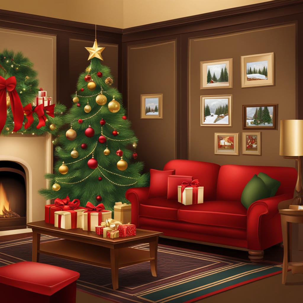 christmas clipart free: decorating a cozy living room. 