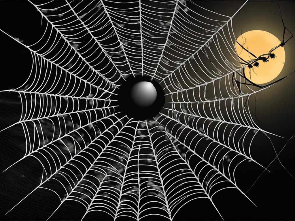 spider clipart: creepy spider weaving an intricate web in the moonlight. 