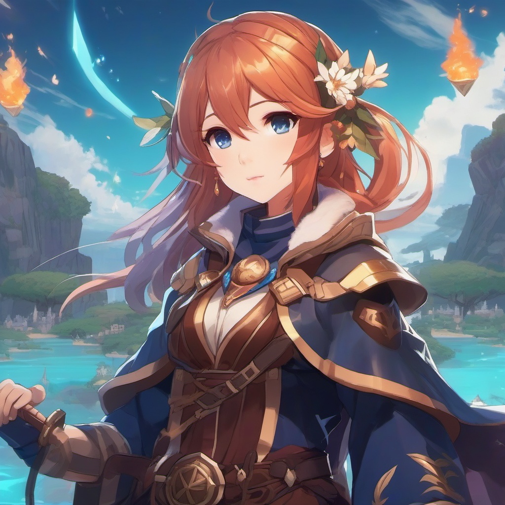 Chaos-wielding mage in a world of floating islands.  front facing ,centered portrait shot, cute anime color style, pfp, full face visible