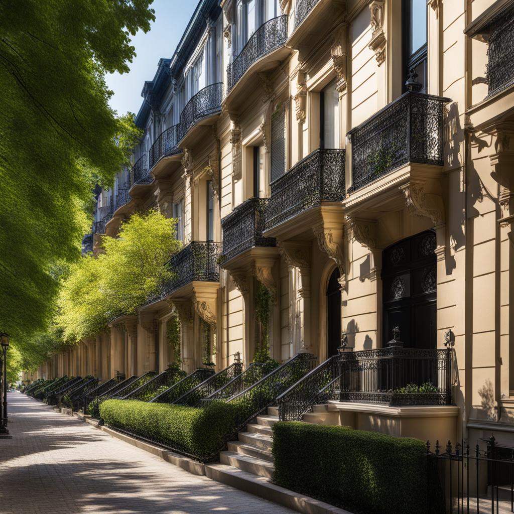 stroll down a tree-lined avenue, with elegant townhouses and wrought iron balconies. 