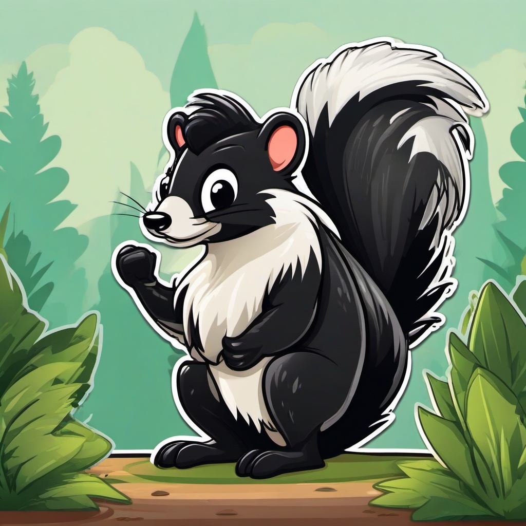 Skunk cartoon - animal with a stinky defense  cartoon sticker style