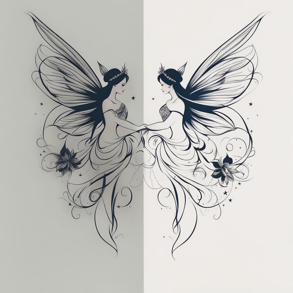 fairy tattoo minimalist color design 