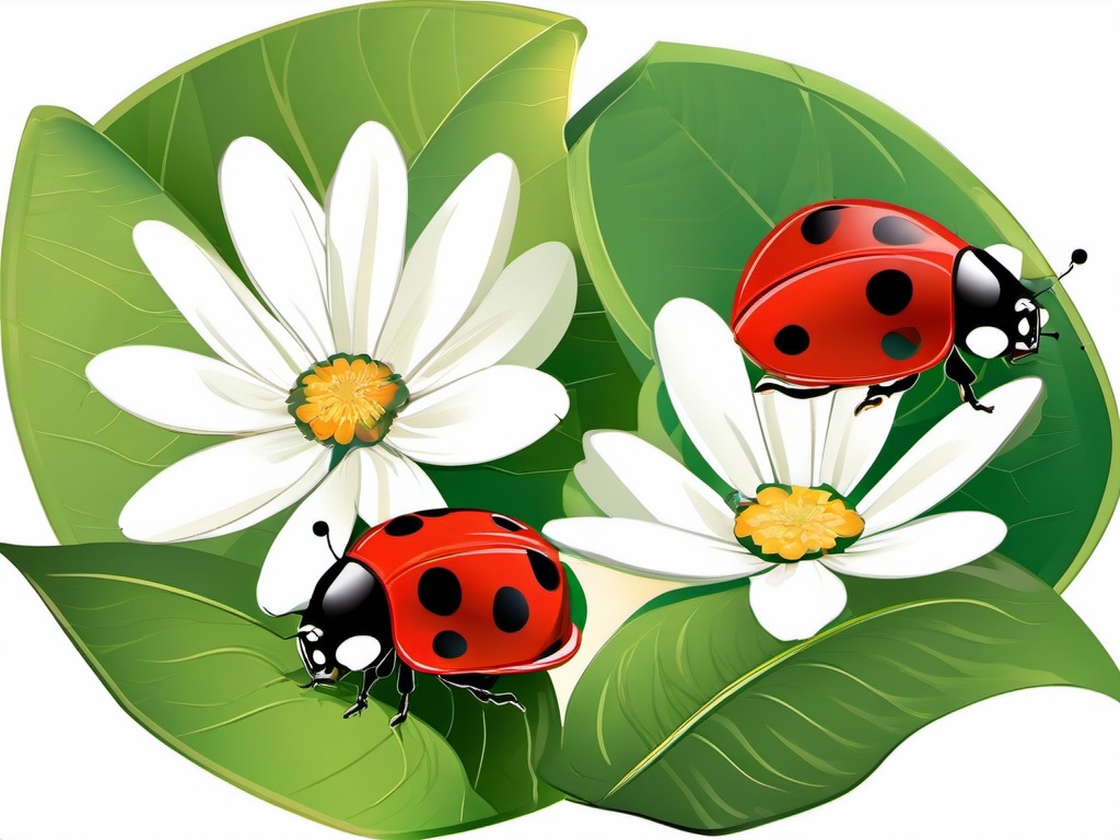 Ladybug clipart - ladybug holding a tiny flower  