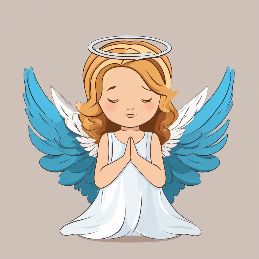 Angel clipart - angel with a thoughtful expression  color,minimalist,vector clipart