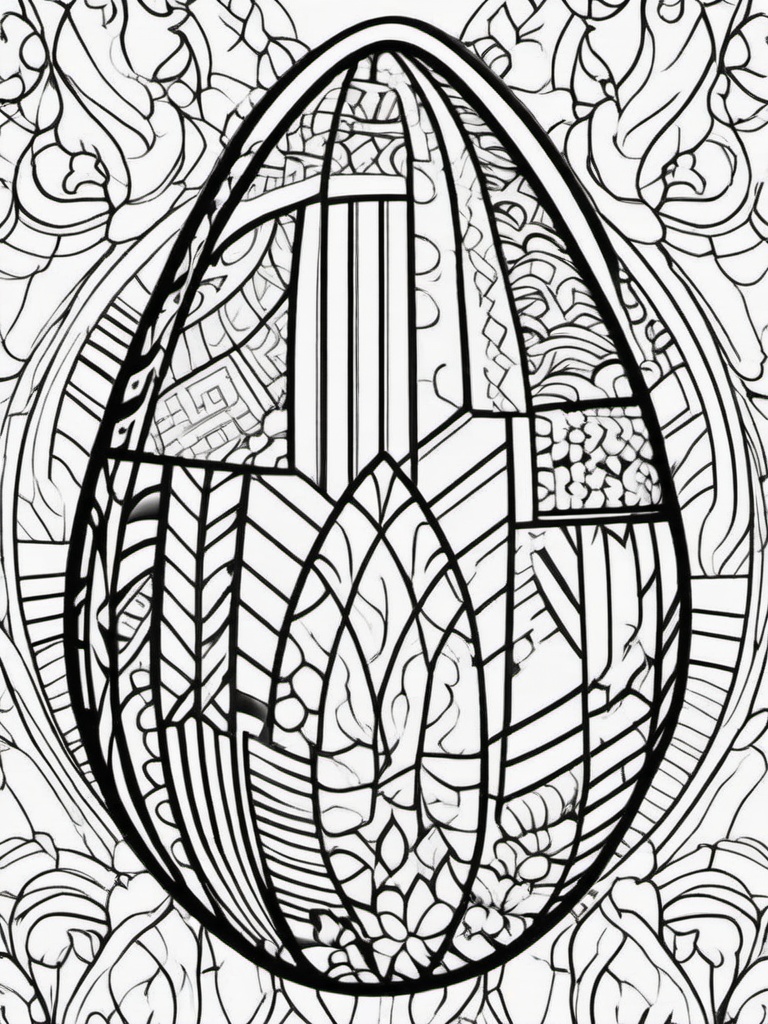 Easter Egg Coloring Pages - Easter egg with abstract art patterns  simple coloring pages